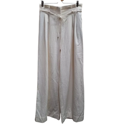 SHEIKE Size 14 High Waisted Wide Leg Cream Colour Pants with Self Tie Belt in Size 14