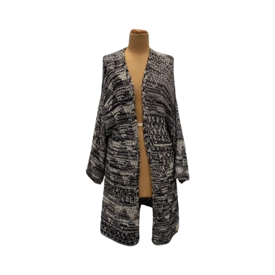  Womens  Size S Super Dry "Festival Fringe" Longline Cardigan Black  / White 