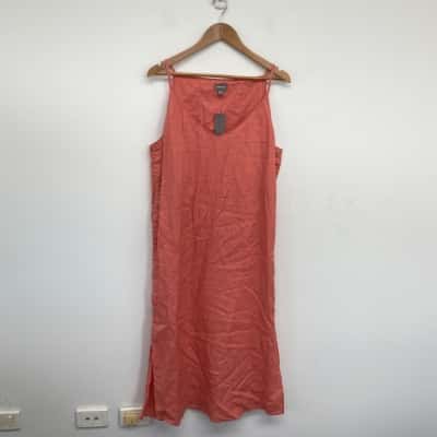 Sussan Cantelop Linen Button Detail Midi Dress  Size 14