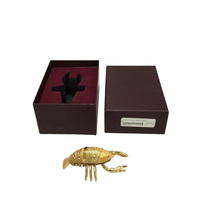 Gold Enamelled Metal Lobster Trinket Box - Brand New In Box
