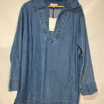 ROWIE MARCO ORGANIC DENIM TUNIC BLUE DENIM SIZE L RRP $239