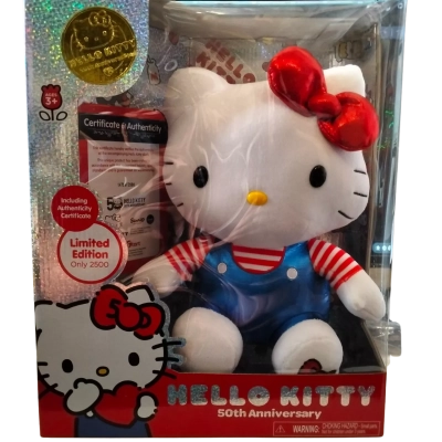 Hello Kitty Limited Special Edition 50th Anniversary Plush - Numbered 1478/2500. On the Box. Hello Kitty Doll 30 cm Tall