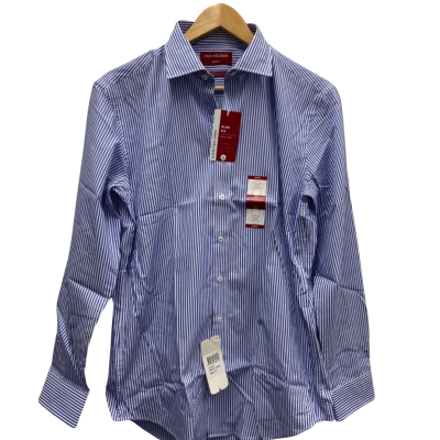 Van Heusen Mens  Size 39-40 Business Shirt SLIM FIT Blue / Striped / White 