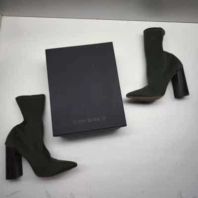 Tony Bianco Diddy Khaki Lycra Stretch Sock Ankle Boots Pointed Toe Size 8.5  