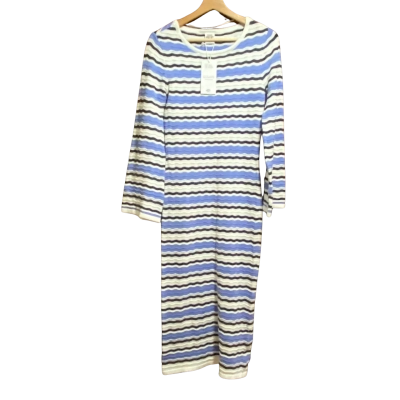 Piping Hot Womens  Size 8 Bodycon Maxi Dress Blue / Navy Blue / White 