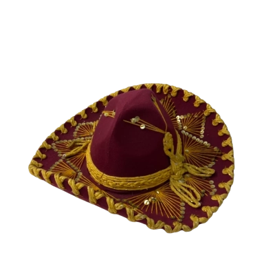 Pigalle Unisex Mexican Sombero or Mariachi Hat Maroon / Orange 