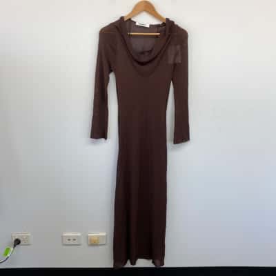 Venroy Clove Long Sleeve Knitted Cowl Neck Dress  Size S 