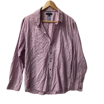 K Jeff Banks Mens  Size XL Long Sleeve Shirt Pinstriped / Purple k