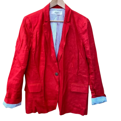 Jacqui-E Red Linen Collection Jacket Size 14 