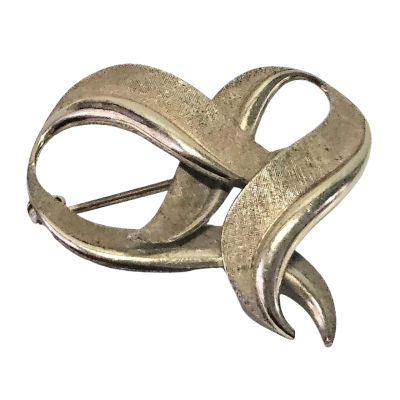 9k Yellow Gold Brooch with a Swirling Leaf Design.