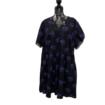 Dangerfield Womens  Size 22 Short Sleeve Dress  Black  / Pattern / Purple BNWT