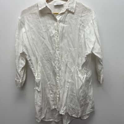  Womens 3/4 Sleeve Shirt White 