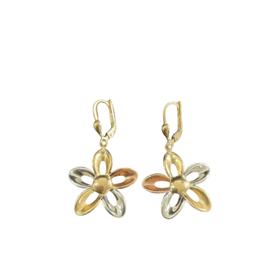 375 tri-coloured earrings gold flower earrings 2.8 grams