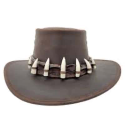 Jacaru  Wallaroo Oil Croc Teeth  Size L Hat Brown 