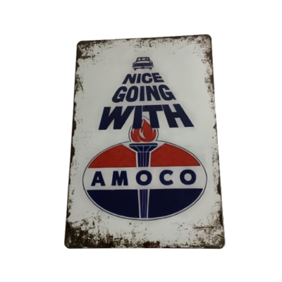 Brand New Nice Going With Amoco Metal Man Cave Aussie Car Sign #2270-1-pp