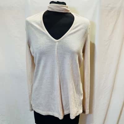 KOOKAI Long Sleeve Merino Wool Top Beige 