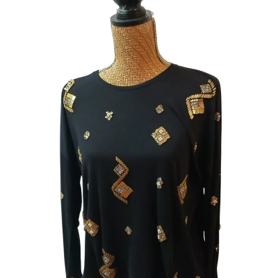 Sass & Bide Womens  Size XXS Long Sleeve Top Black  / Gold 