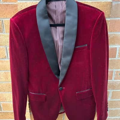  Mens Varce Italia Size Slim 36 R Burgundy Velvet Dnr Jacket 