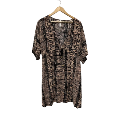 Seafolly Womens  Size S Coverall Kaftan Black  / Cream / Pattern 