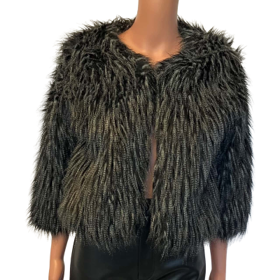  Womens  Size L Faux fur Bolero Black  / Grey / Multicoloured 