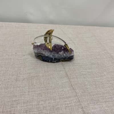 Amethyst Rock with Dolphin paper weight Apx 3.00*1.00 in