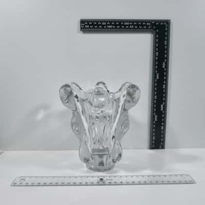 Vannes Crystal Splash Vase Vintage French 