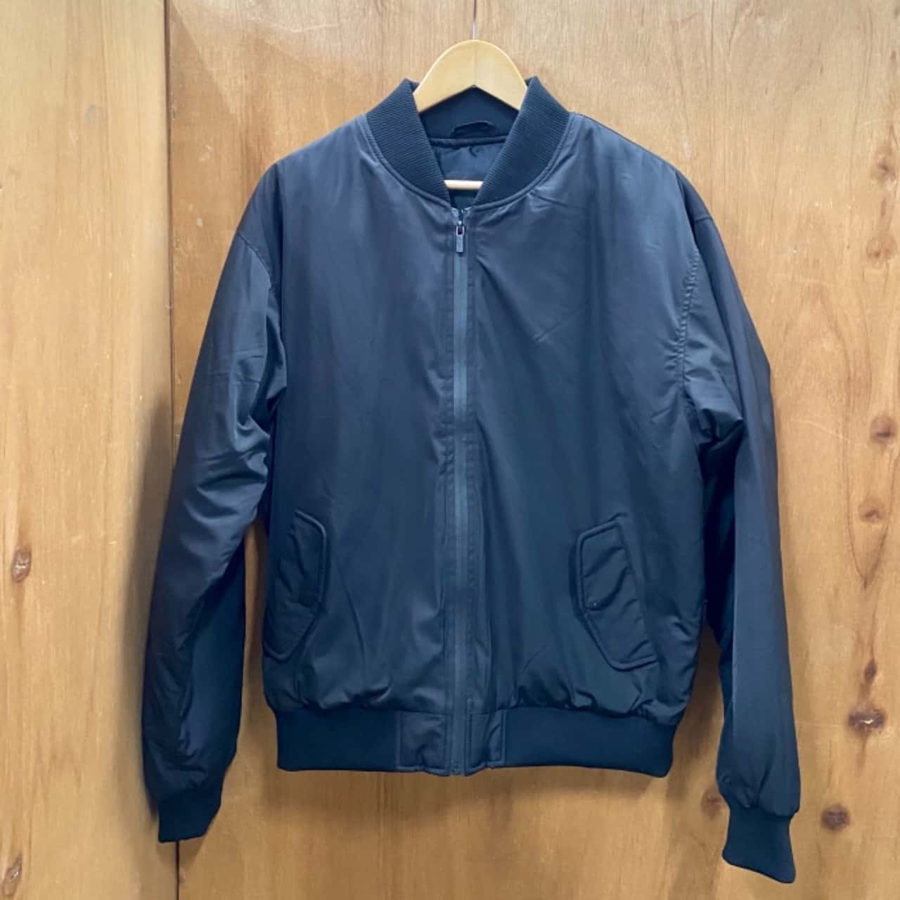 Mr Simple Black Bomber Jacket With Khaki Lining Size L (s)