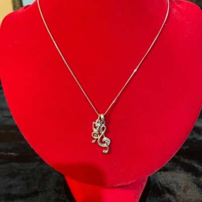 925 Marked Necklace Chain with Music Pendants
