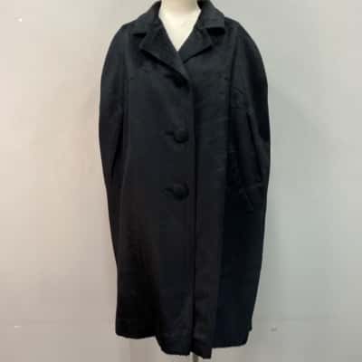  Womens Vintage  Winter Coat/Cloak Faux Fur Black  - Size M/L