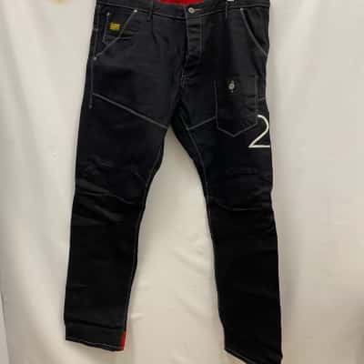 G-Star Raw Mens Denim Biker Style Pants Size Length32 / Waist38 Black  