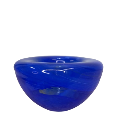 KOSTA BODA Art Glass Atoll Cobalt Blue Swirl Votive Candle Holder