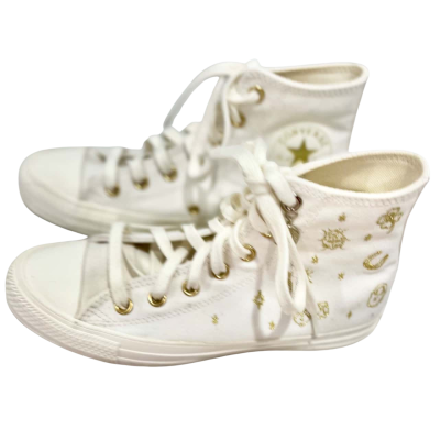 Converse “Wish me Luck” White Gold Pattern Shoes Size 7