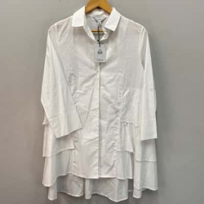 TIRELLI Womens  Size S Layered 3/4 Sleeve Shirt White Originally $139.95AUD
