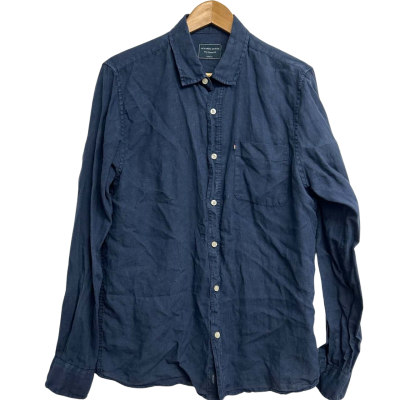 Academy Brand Mens Size M Navy Blue Linen Shirt