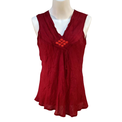 Kim Dung Womens Size S Silk Sleeveless Top Red 