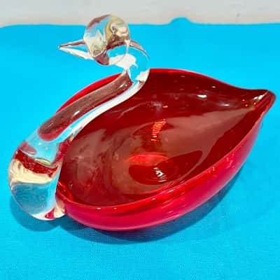 Vintage 1960’s Era Red Swan Lolly Trinket Dish 