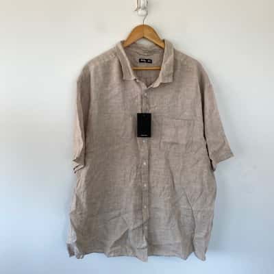 Target Mx Big Beige Linen Short Sleeve Shirt  Size XXXXXXL