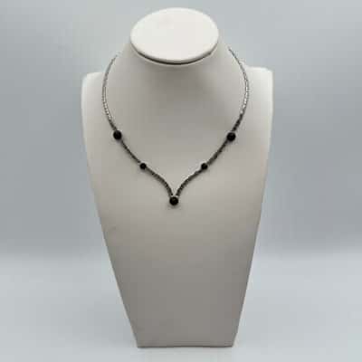 Sarah Conventry Black Stone Silver Tone Necklace