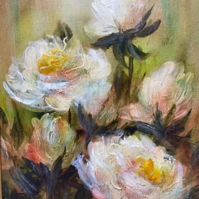 Original Acrylic Still Life Flower Painting on board