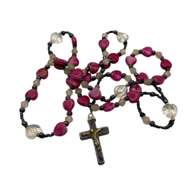  Womens Rosary  beads Grey / Pink  