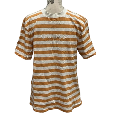 Guess Mens  Size S Short Sleeve T-shirt Beige / Striped / White 