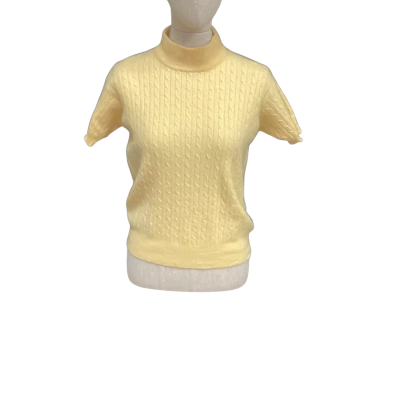  Ngai Yuen Size M Cashmere Short Sleeve Top Yellow 