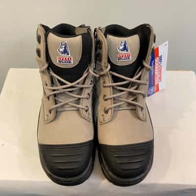 BNWT Steel Blue Womens Size 10 Capped Work Boots Black / Grey 