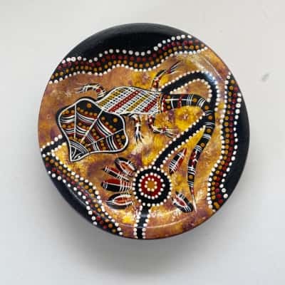 Aboriginal Hand Painted Wooden Plate