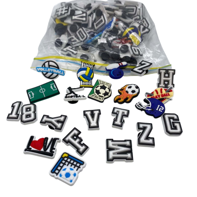 100  Rubber Shoe Charms for Crocs Shoes or Similar Sporting & Alphabet Themes   Brica 1
