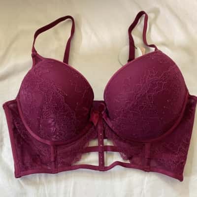 Bras N Things Push Longline Size 14DD Dark Purple 