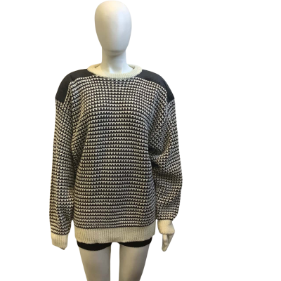 OKE Mens  Size XL Crew Neck Jumper Knit Black / Off White