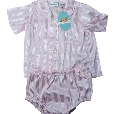 Peter Alexander Pink Stripe Satin PJ Set - size 6-12 months 