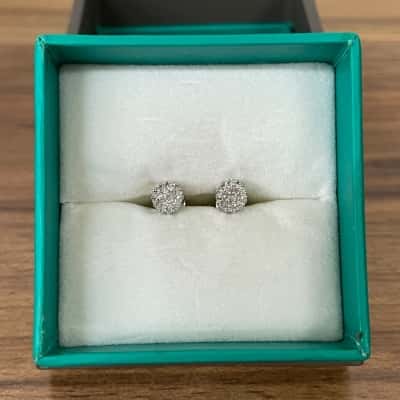  14K White Gold & Diamond Stud Earrings 