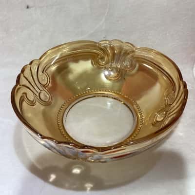 Vintage Iridescent Art Deco Carnival Glass Bowl